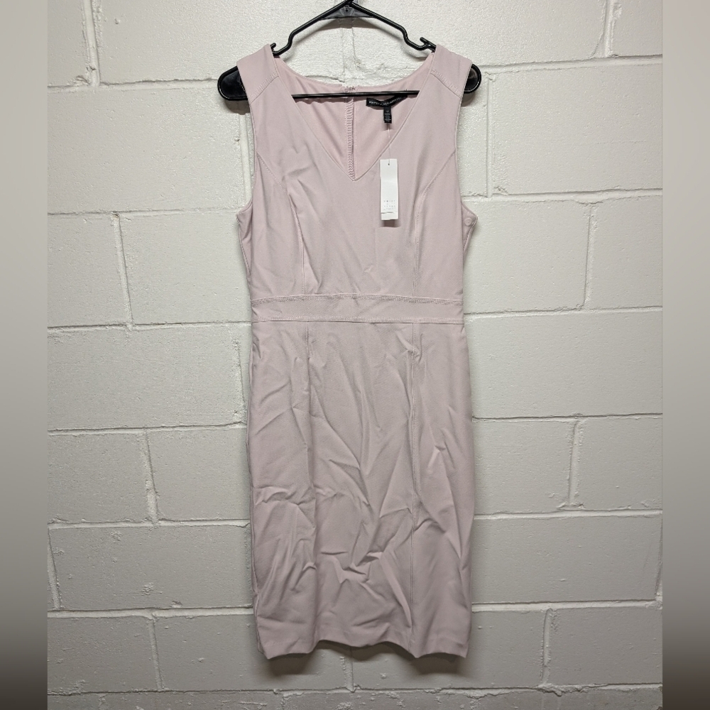 WHBM Pale Wisteria SL Seamed BP Sheath Elegant Pink Sleeveless Dress Size 12 New